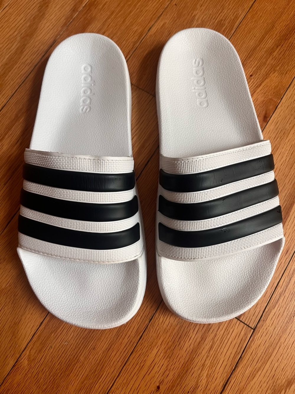 Adidas Adilette Shower Slides White/Black - Men's 7 (Fits Women's 8-8.5)